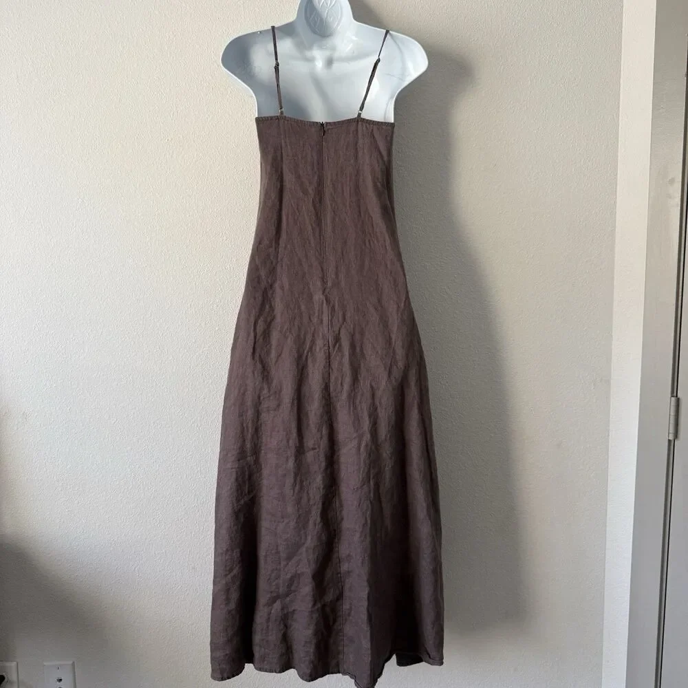 DISSH Jen Choc Maxi Dress Size 2 Brown A-Line Square Neck Strappy Coastal Resort - Picture 4 of 11